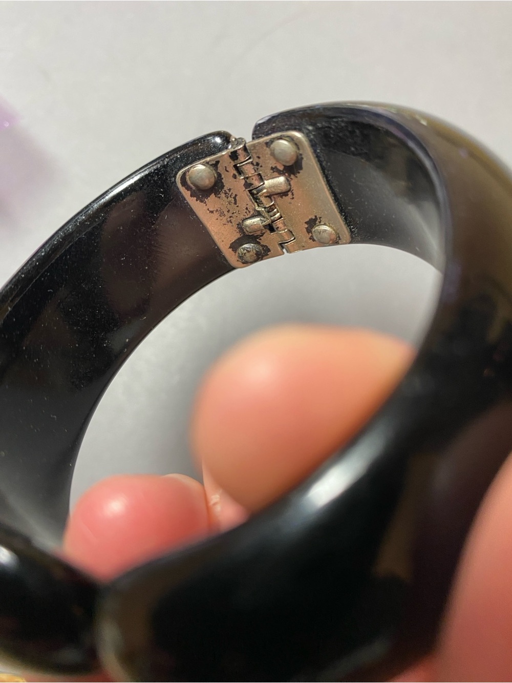 Vintage black clamper rhinestone bracelet - Picture 5 of 6